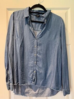 Light Blue Denim-Style Button-Down Shirt